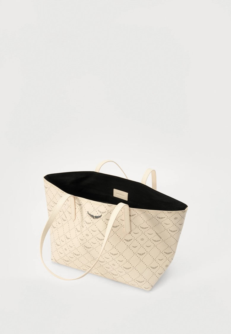Zadig & Voltaire Ivory Z Shopper Monogram Suede Tote Bag