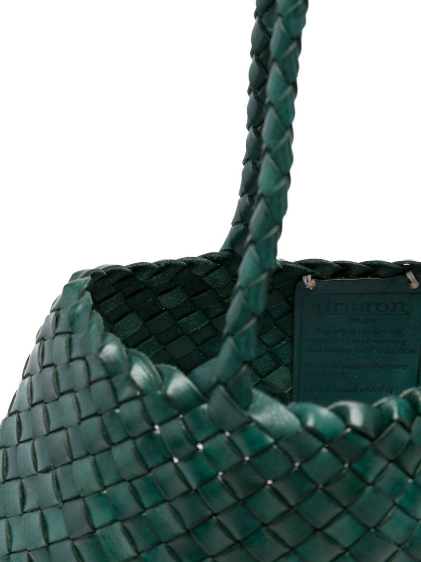 Dragon Diffusion Woven Calfskin Tote Handbag With Braided Handles
