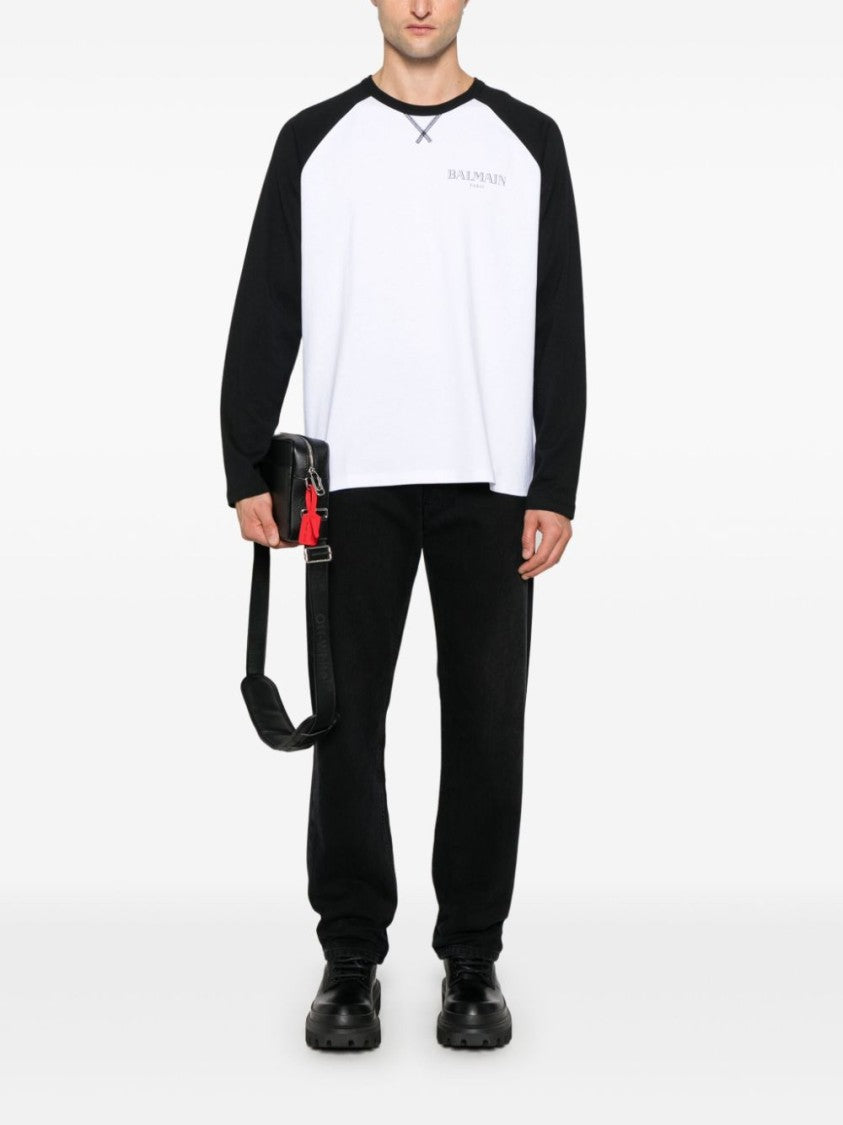 Balmain Black Raglan Sleeve T-Shirt