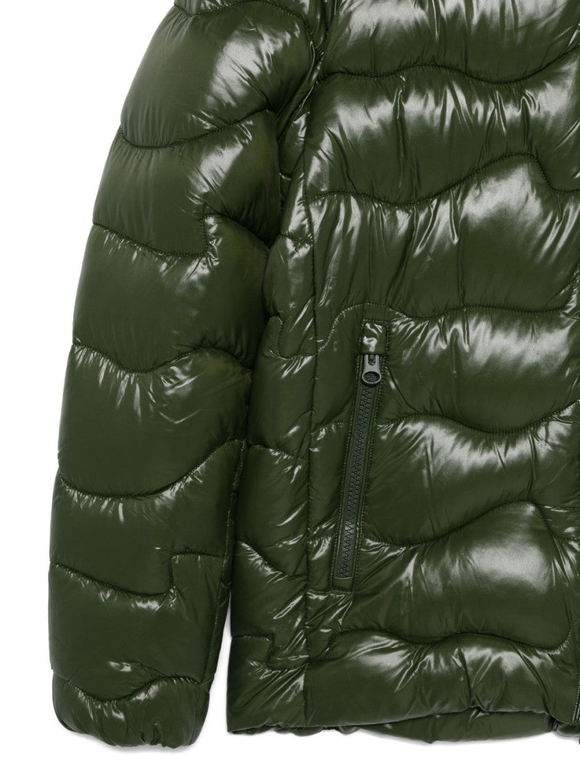 Save The Duck Quilted Hooded Jacket With Zippered Pockets And Contrasting Interior