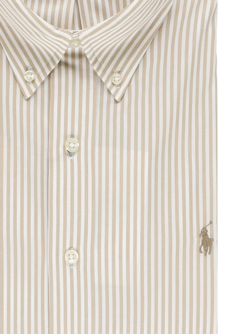 Polo Ralph Lauren Beige Striped Button-Down Cotton Shirt