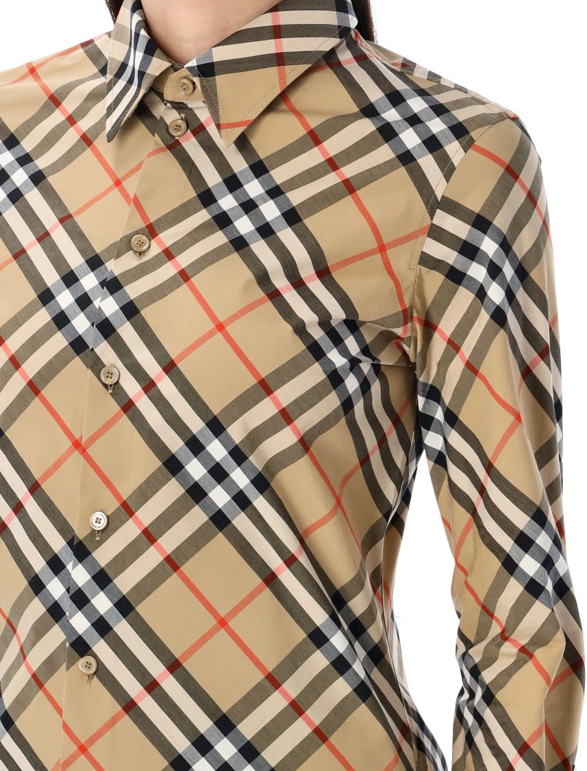 Burberry Tailored Check Cotton Shirt With Pointed Collar