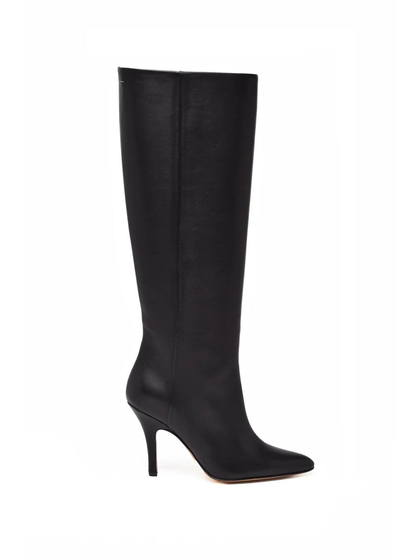 Mm6 By Maison Margiela Black Leather Pointed Boots