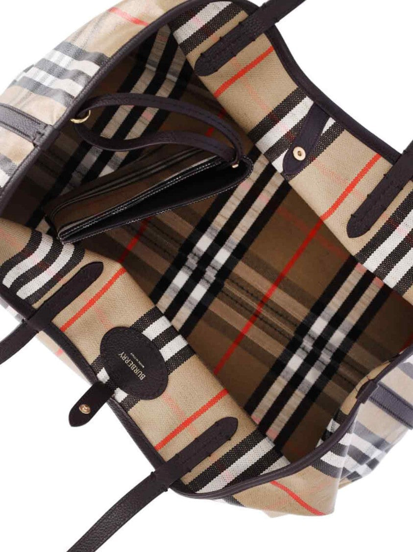 Burberry Beige Check Pouch Tote Bag