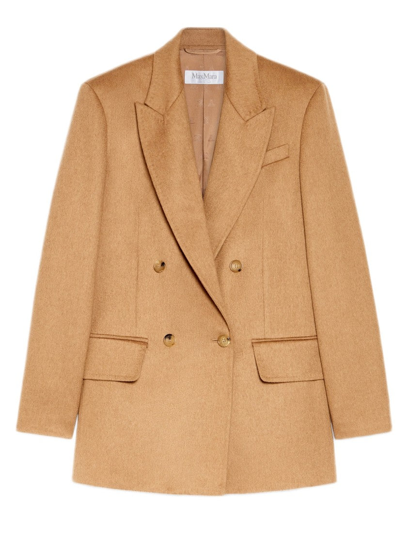 Max Mara Double-Breasted Baby Camel Hair Blazer With Notched Lapels