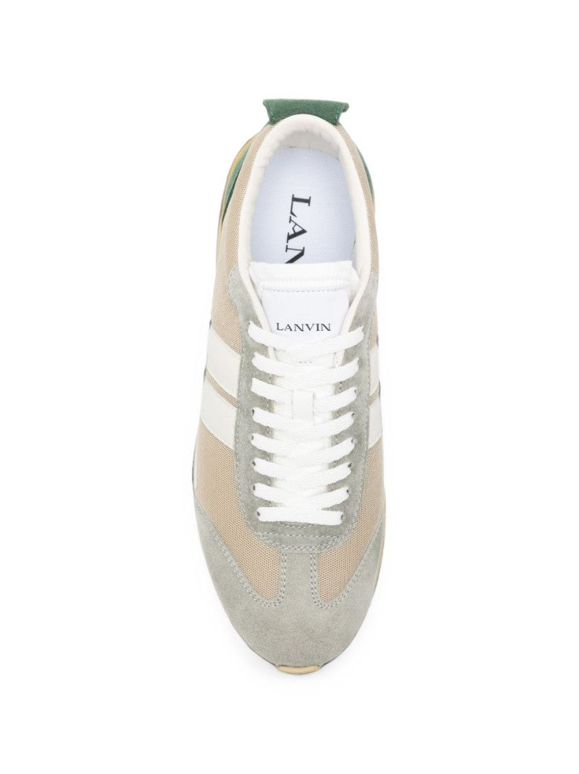 Lanvin Beige And Multicolour Suede Low-Top Sneakers With Chunky Sole