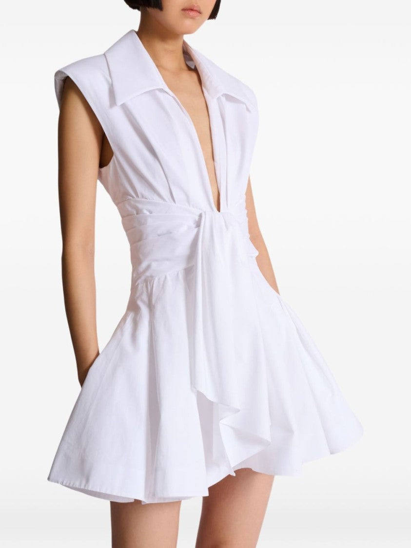 Balmain White Pointed Collar A-Line Mini Dress
