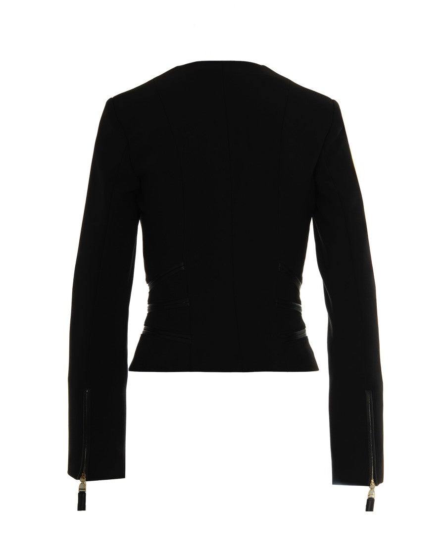 Elisabetta Franchi Black Double Crêpe Jacket With Zip Details