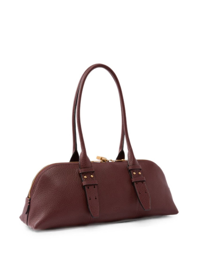 Pinko Elongated Pebbled Texture Gold-Tone Handbag