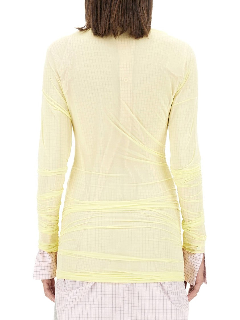 Dries Van Noten Sheer Tulle Top With Slim Fit