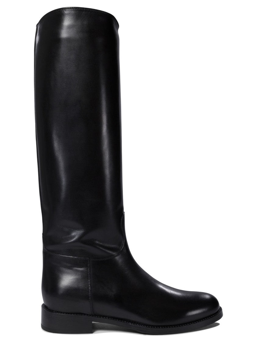 Maretto Smooth Black Leather Ankle Boots