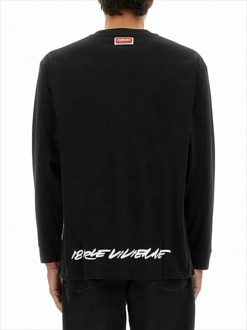 Kenzo Long-Sleeve T-Shirt With Floral Emblem And Graphic Text