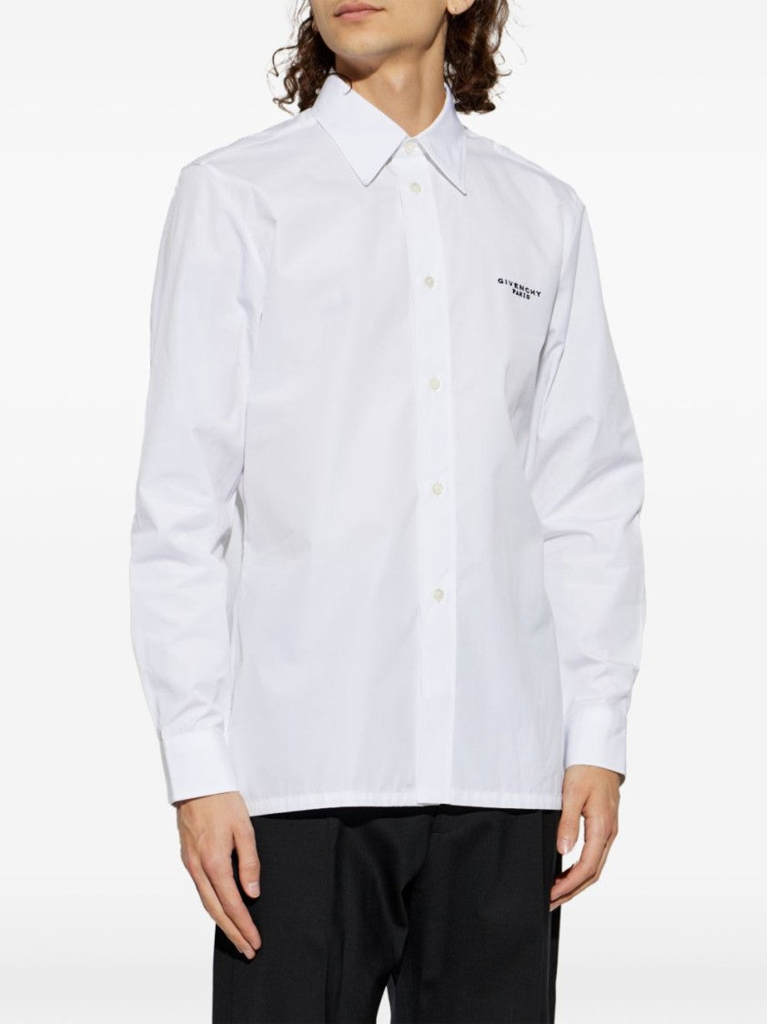 Givenchy White Long-Sleeve Cotton Crisp Collar Shirt