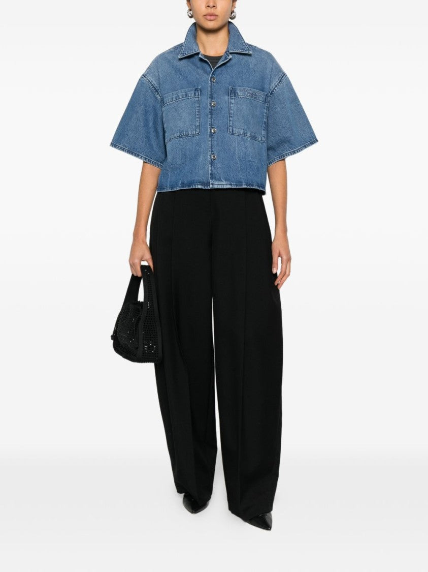 Alexander Wang Cropped Denim Shirt With Boxy Silhouette