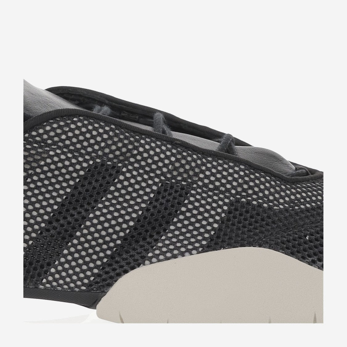 Y-3 Perforated Leather And Mesh Sneakers With Contrasting Sole