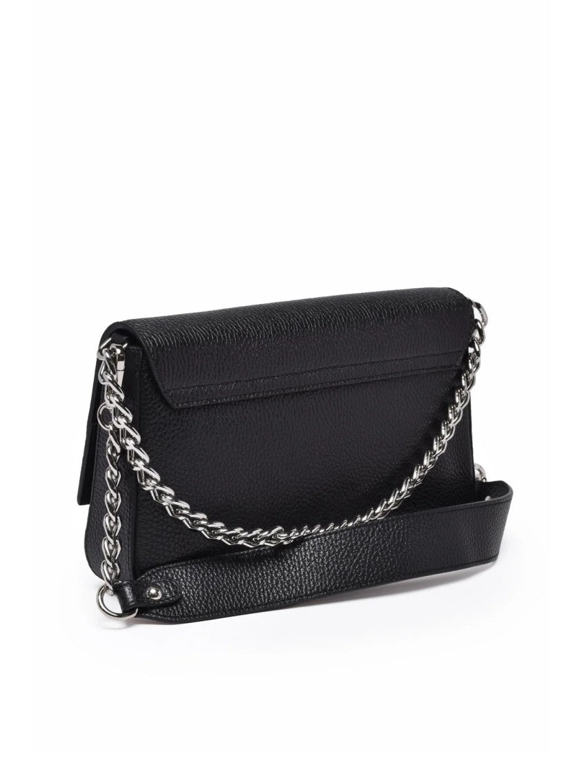 Ermanno Firenze Black Leather Baguette Bag