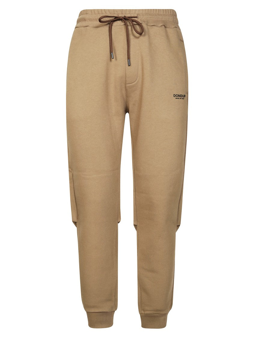 Dondup Relaxed Fit Brown Pants With Adjustable Waistband And Ribbed Cuffs