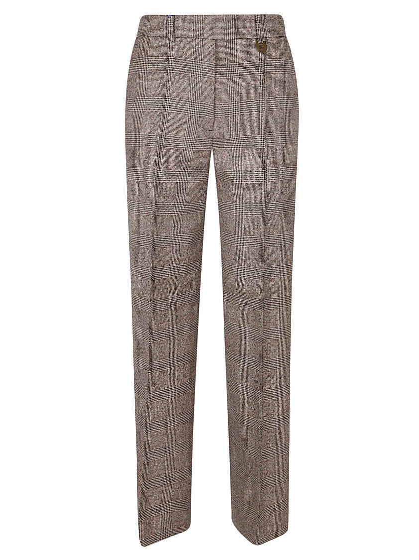 Burberry Classic Tailored Trousers With Checkered Pattern And Front Pleat