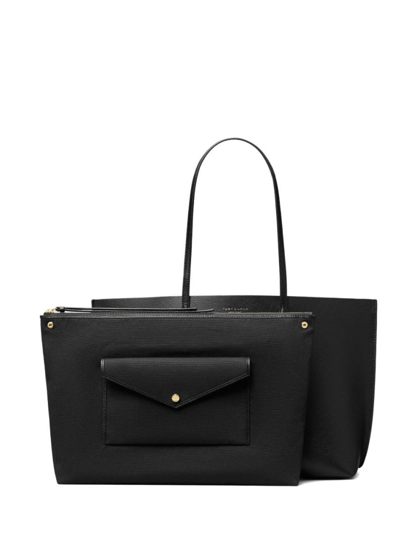 Tory Burch Embossed Logo Black Tote Bag