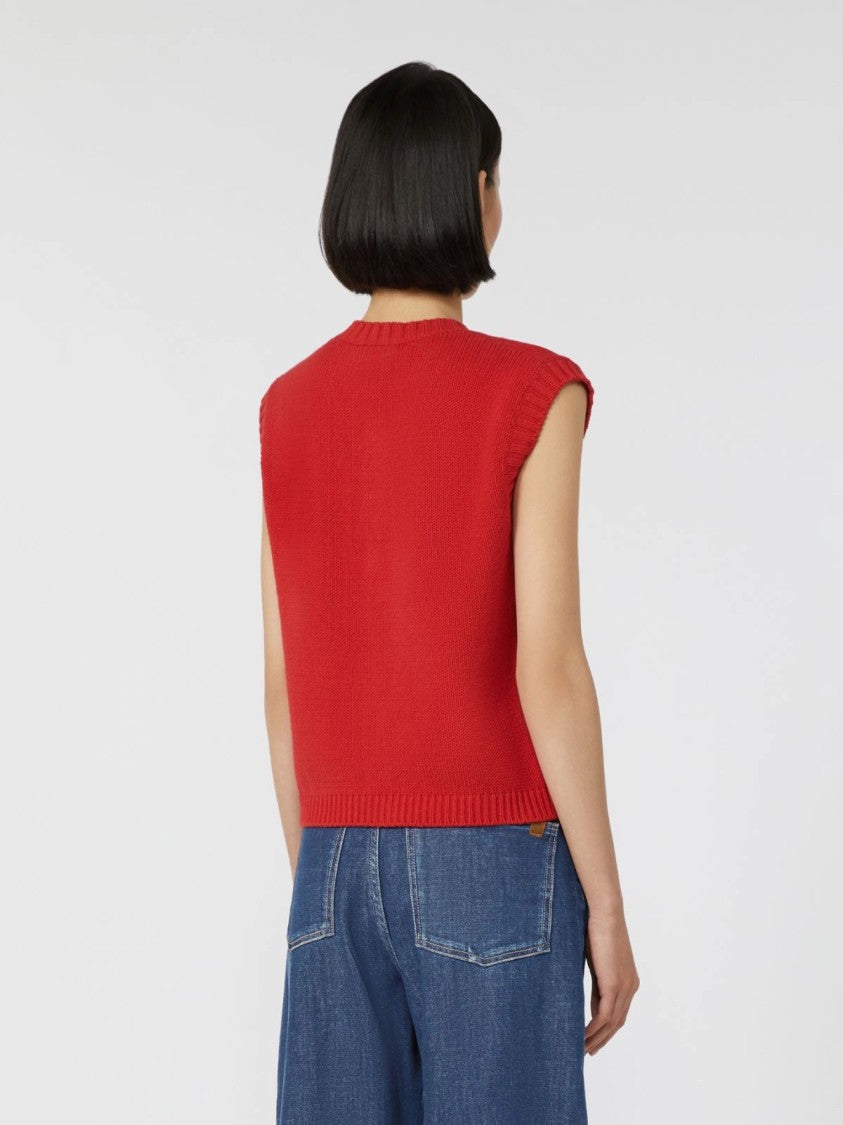Max Mara Caprara Knitted Vest With Ribbed Trims