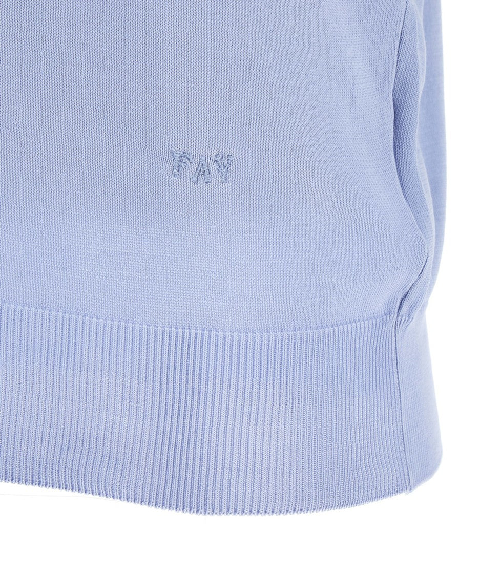 Fay Light Blue Short-Sleeve Polo Shirt