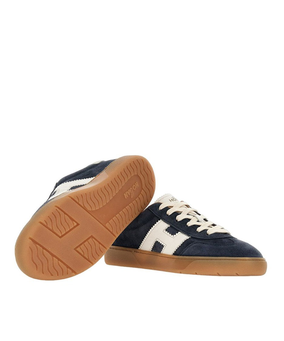 Hogan Navy Suede Sneakers With Contrasting Logo
