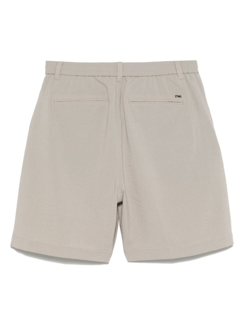 Emporio Armani Seersucker Bermuda Shorts With Elasticated Waistband