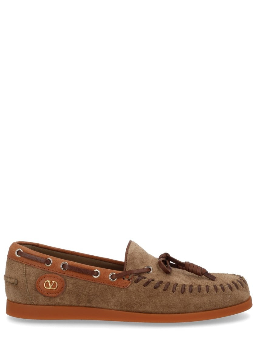 Valentino Garavani Brown Suede Palm Avenue Loafers