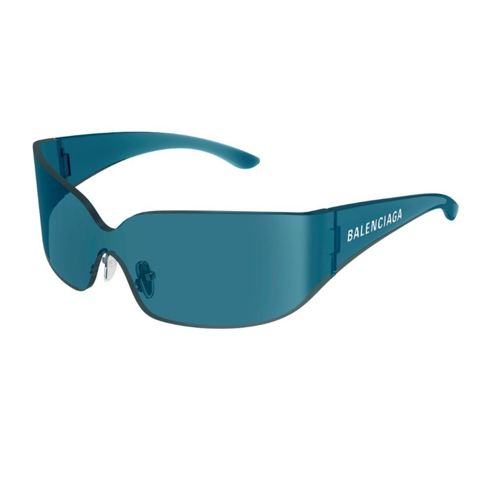 Balenciaga Bb0421s Extreme Line Oversized Square Shield Sunglasses In Petrol Blue Nylon