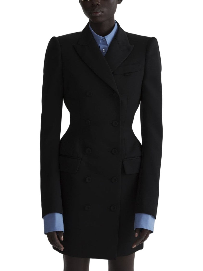 Mugler Structured Black Dress With Double-Breasted Front