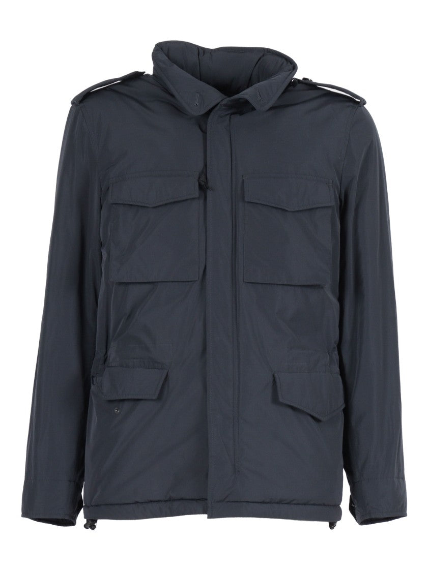 Aspesi Grey Jacket With Front Zip Closure