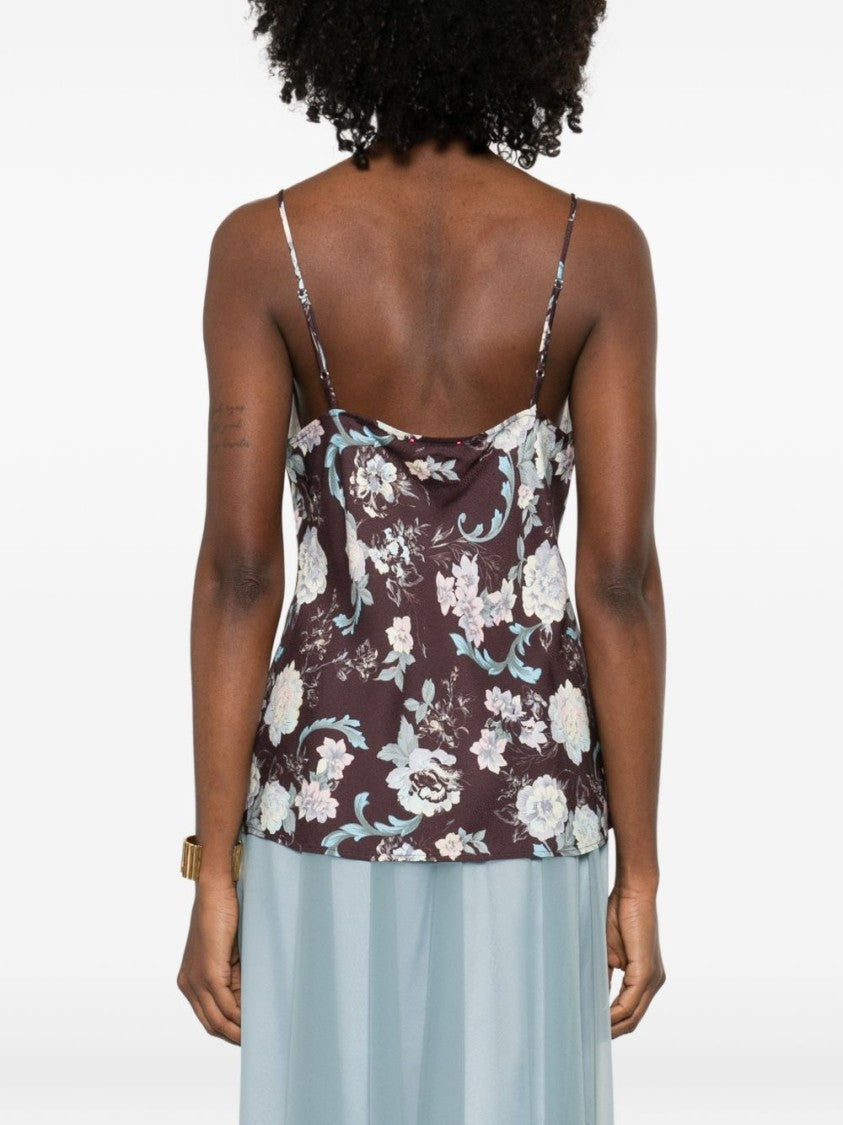 Forte Forte Floral-Patterned V-Neck Sleeveless Top With Adjustable Straps