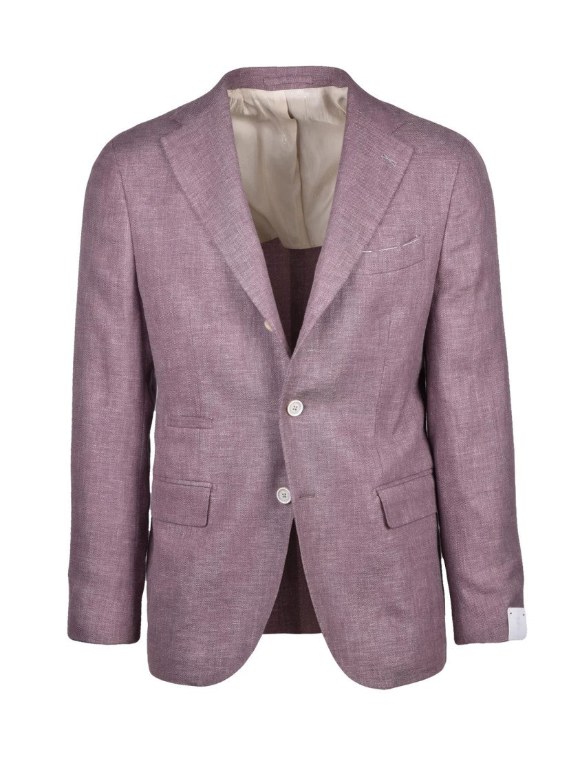 Eleventy Red Linen-Blend Unlined Blazer
