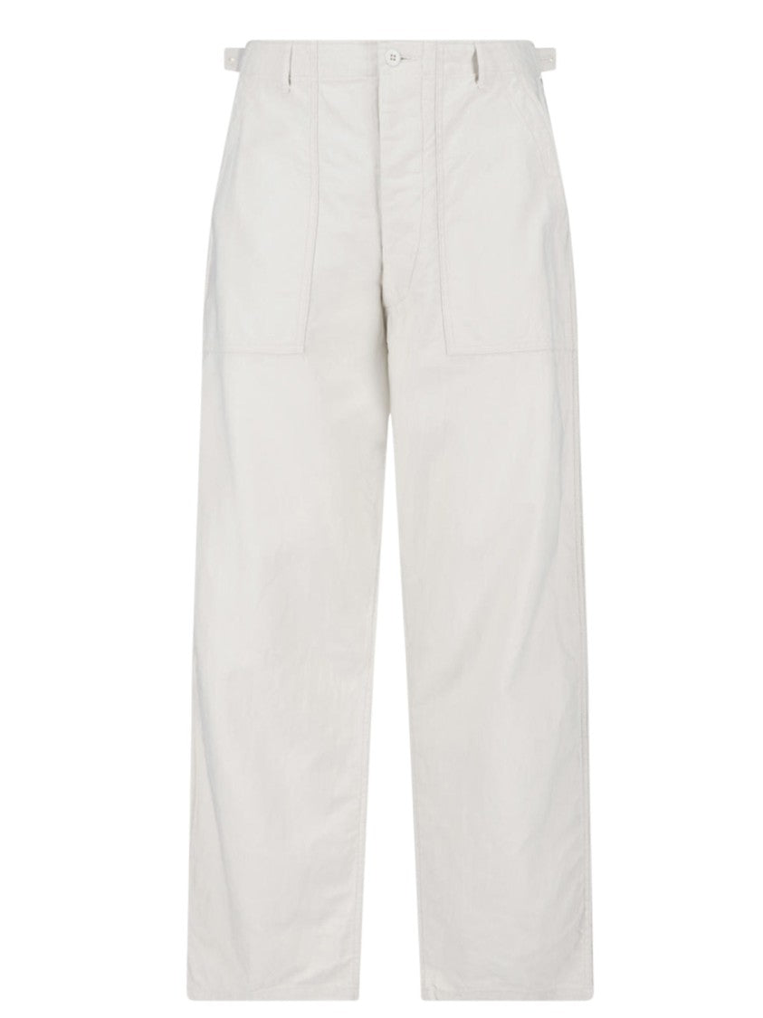 Kaptain Sunshine White Baker Mid-Rise Straight-Leg Cotton Trousers