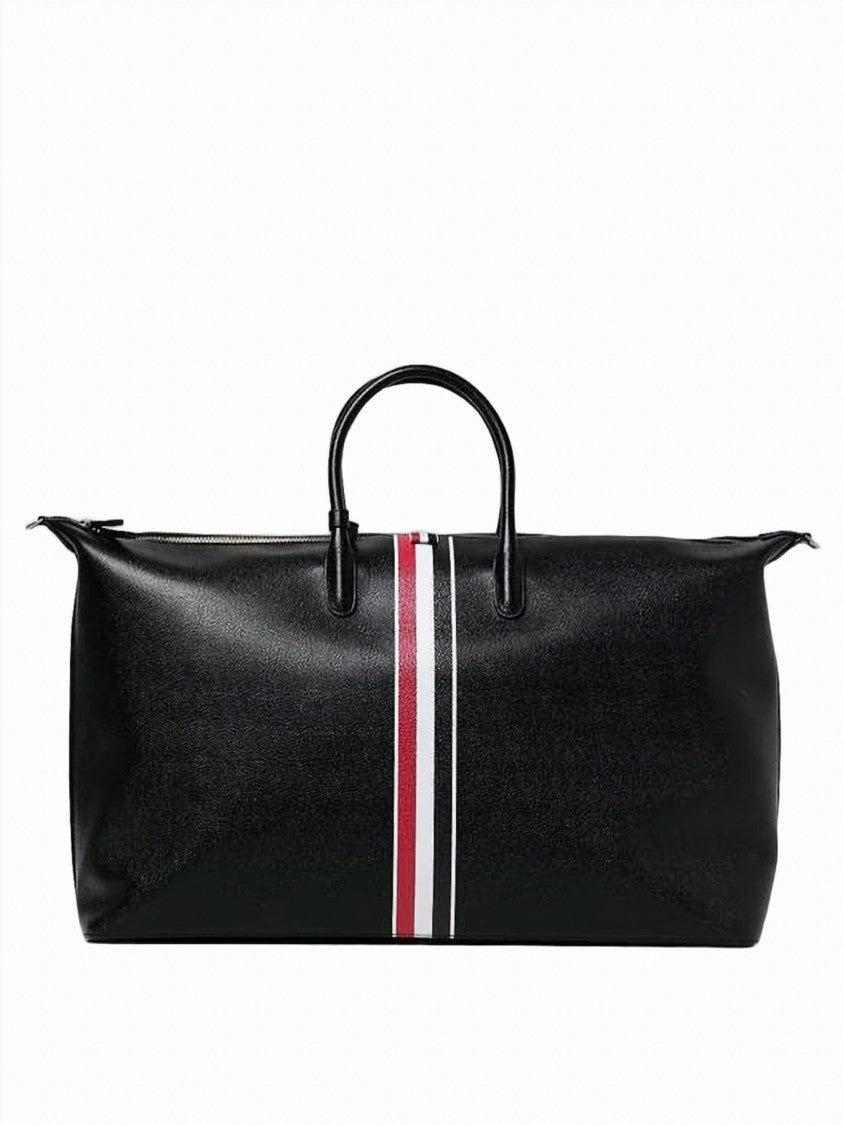 Thom Browne Structured Calf Leather Shoulder Bag With Striped Accent