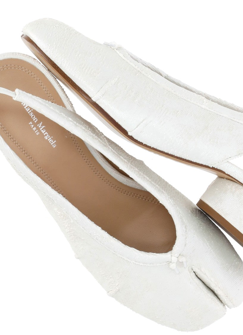 Maison Margiela Pearly Leather Tabi Slingback With Ankle Belt