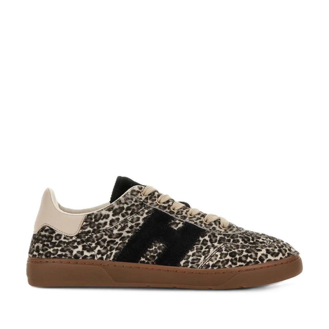 Hogan Leopard Print Textured Fur Sneakers