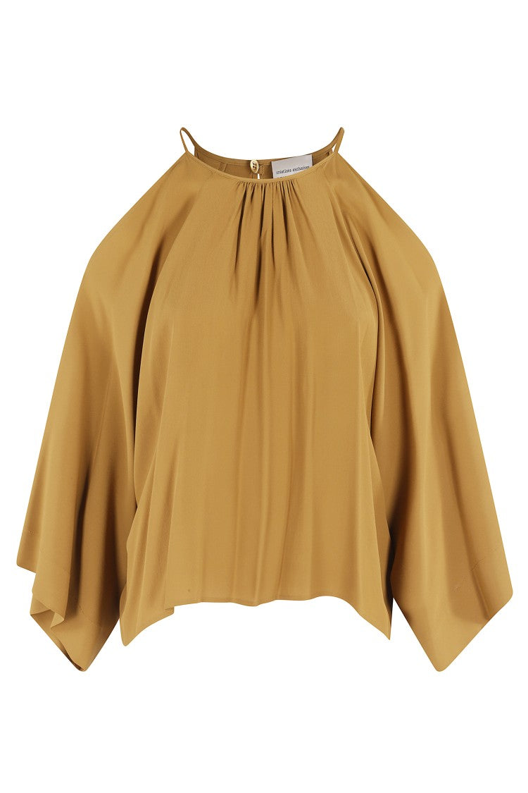 Semi Couture Crepe De Chine Blouse With Shoulder Cut-Outs