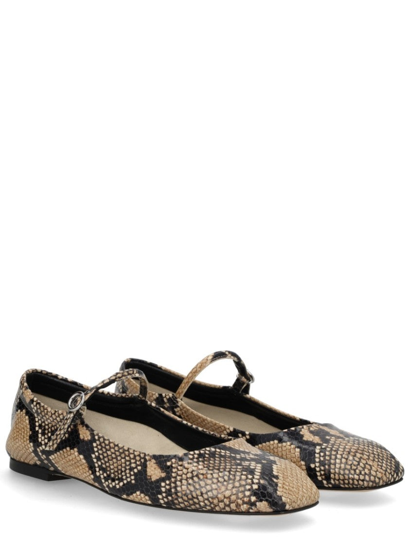 Aeydē Neutrals Uma Mary-Jane Snake Print Flats