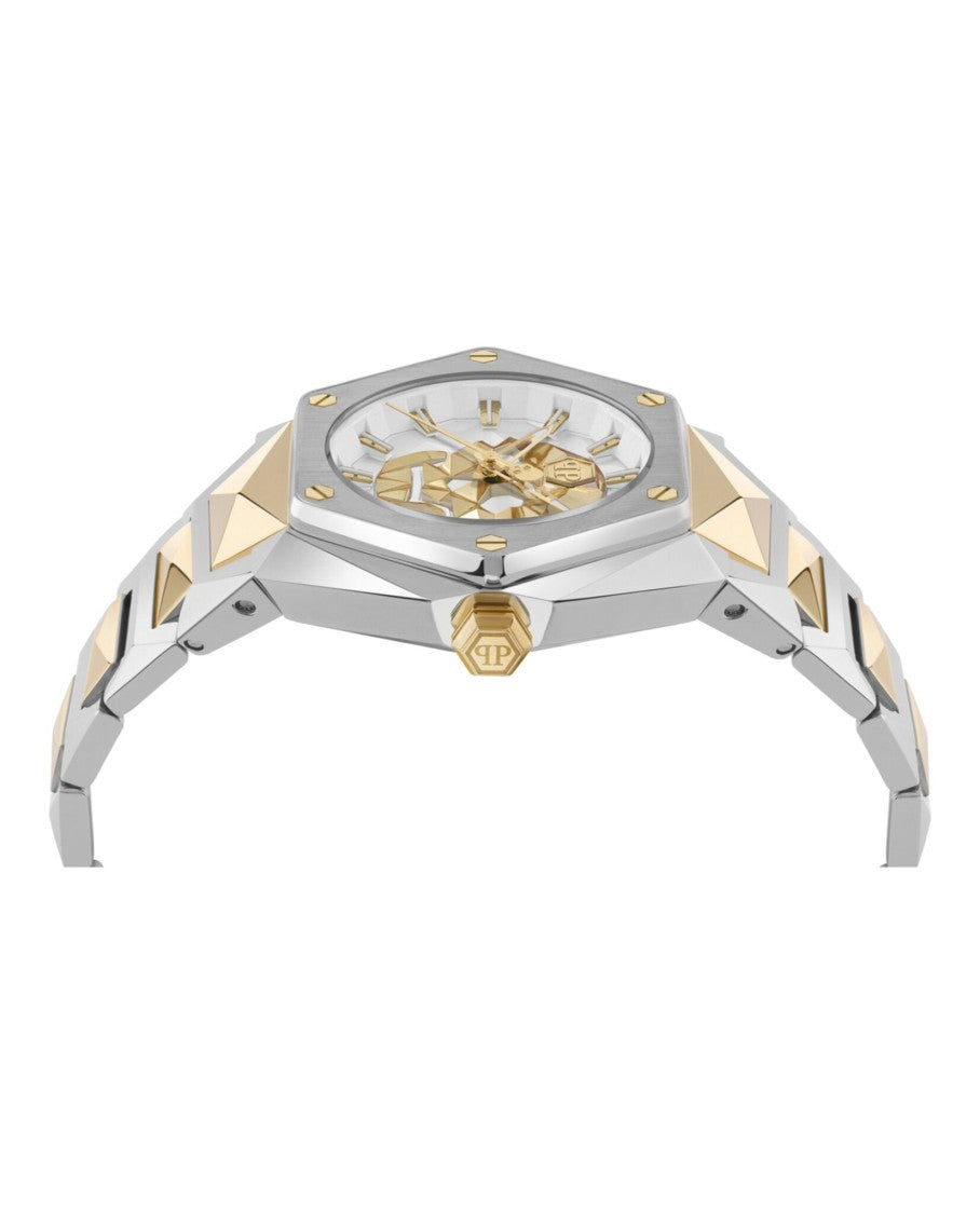 Philipp Plein Two-Tone Skull Design Silicone Watch With Guilloche Dial