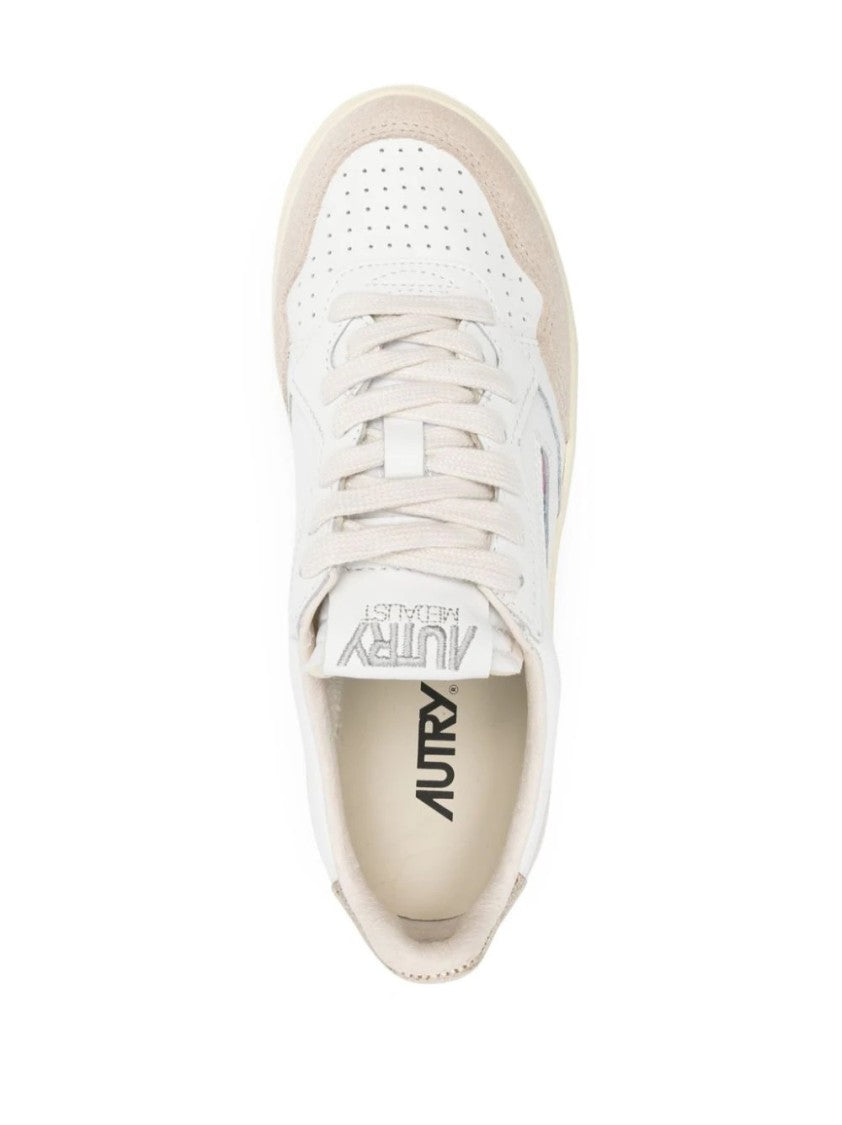 Autry Medalist White Low-Top Sneakers With Suede