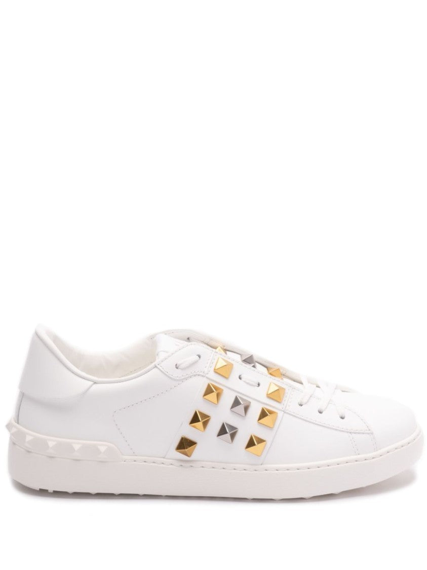 Valentino White Sneakers With Metallic Pyramid Studs