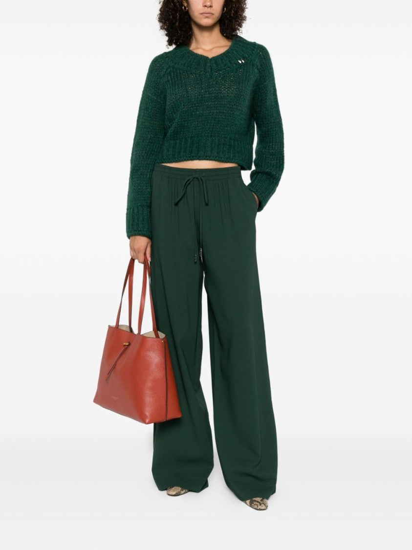 Ermanno Scervino Cropped Knit Sweater In Deep Green