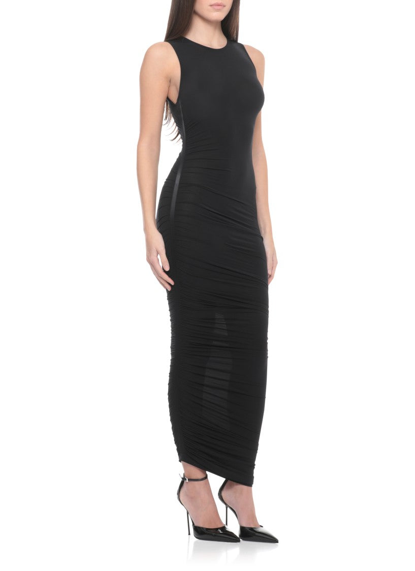 Wolford Midi Dress With Side Drape Details And Round Neckline