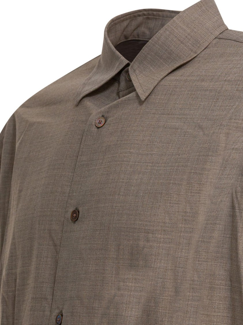 Auralee Tropical Wool Shirt With Classic Collar