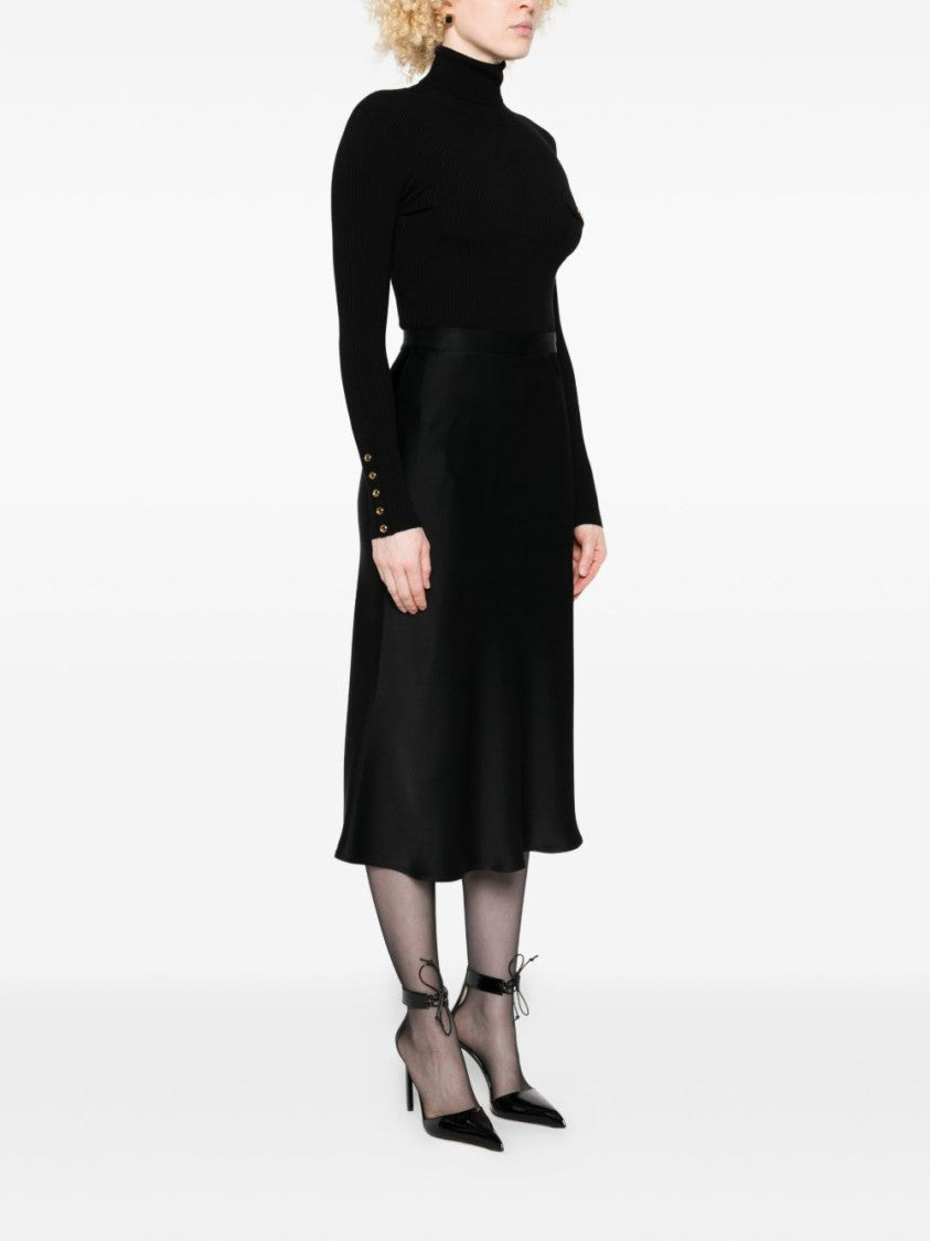 Elisabetta Franchi Black Midi Dress With Ribbed Turtleneck