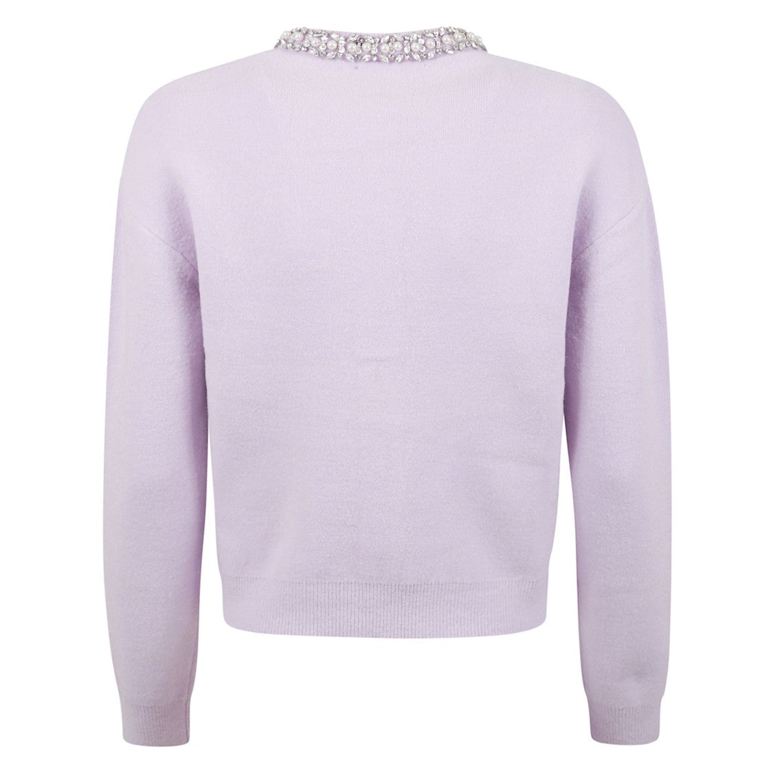 Self-Portrait Embellished Round Neck Cardigan With Crystal Accents