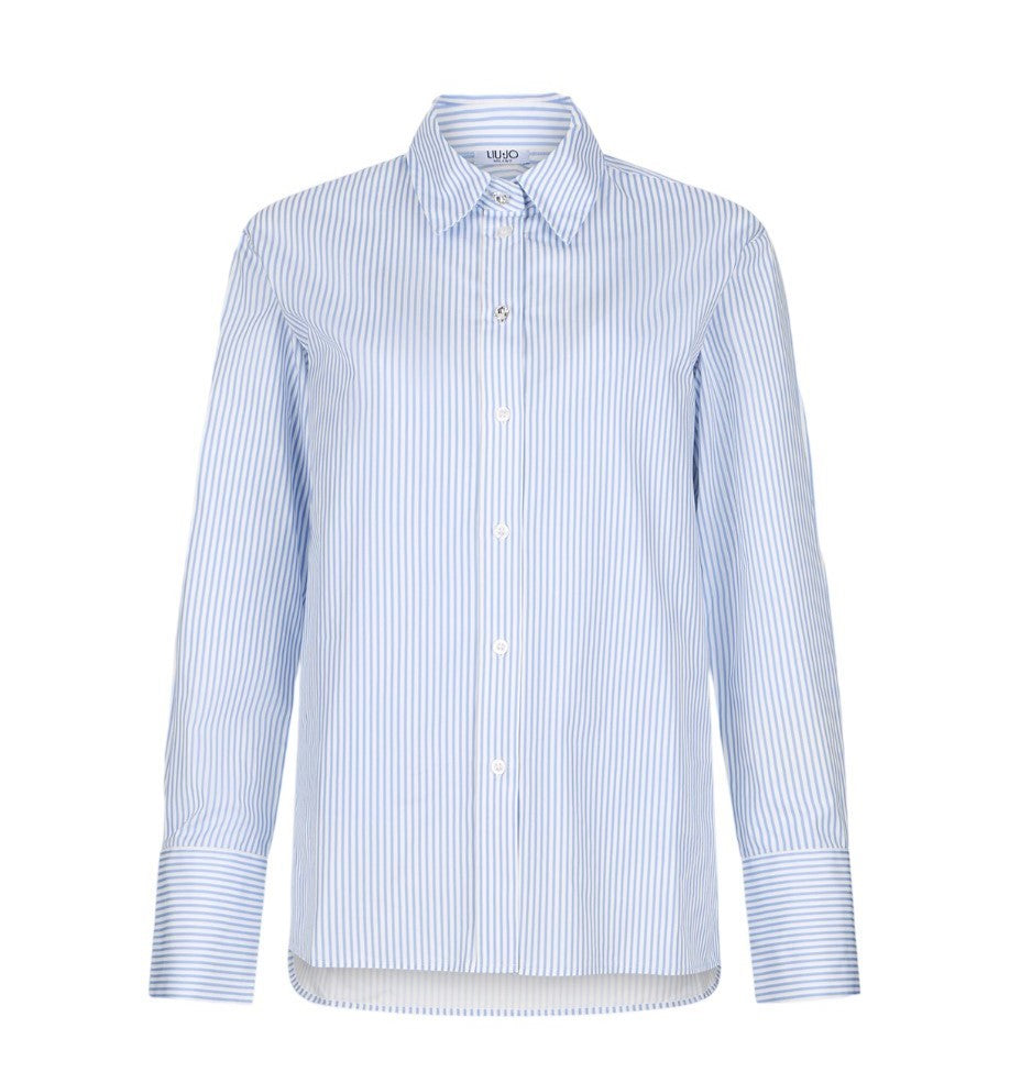 Liu Jo Vertical Striped Cotton Poplin Shirt