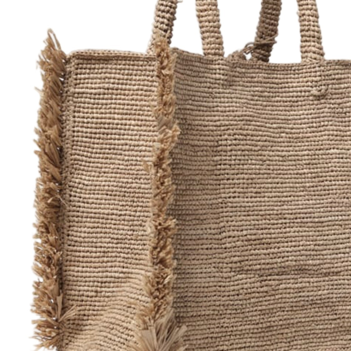 Mc2 Saint Barth Rectangular Woven Raffia Handbag With Fringed Edges And Embroidered Detail