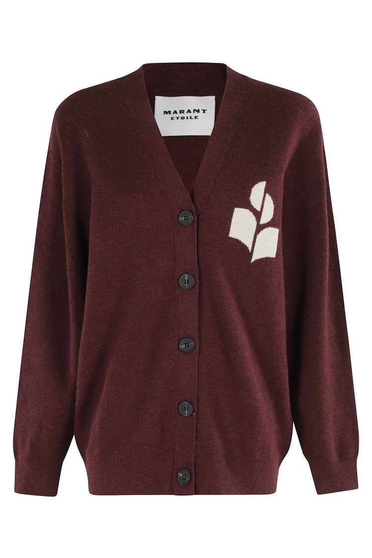 Isabel Marant Étoile V-Neck Burgundy Cardigan With Center Button Closure